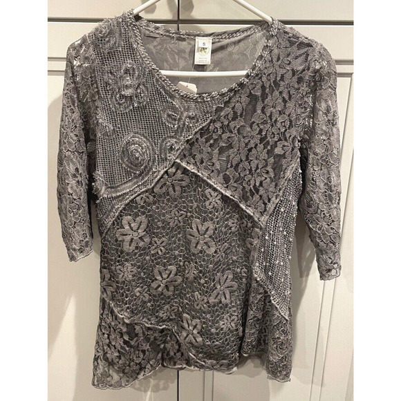 NEW This & That Women's Size S Sheer Lace Mixed Media Blouse Whimsigoth Top NWT - Picture 1 of 8